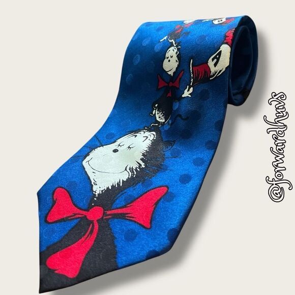 Vintage 90s Dr. Seuss Silk Tie – Cat in the Hat Comes Back, ABC Design - Picture 8 of 11